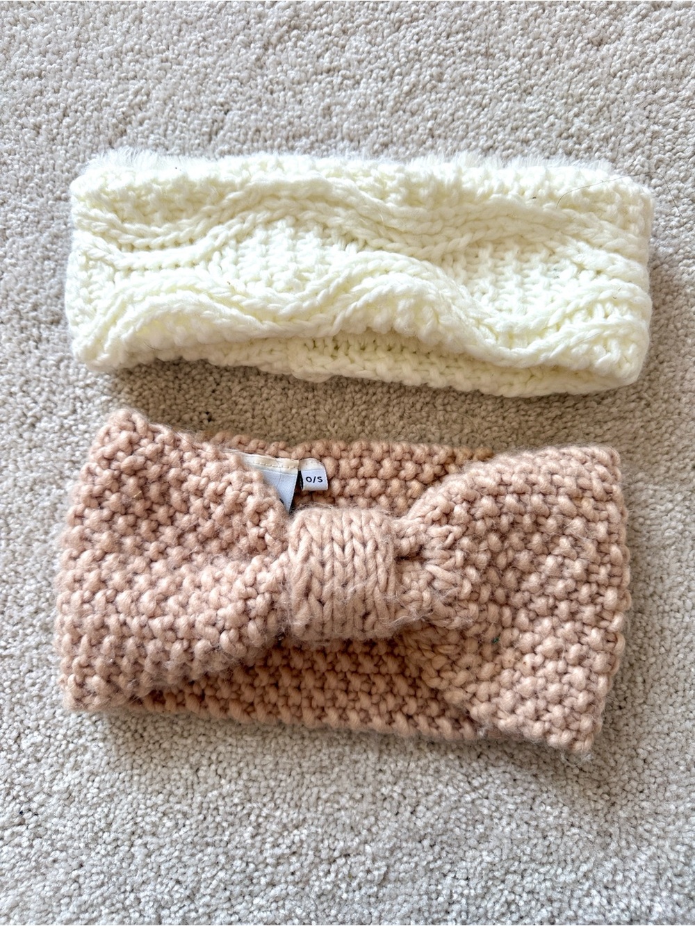 Set of 2  Knit Headband - Cream and Light Brown